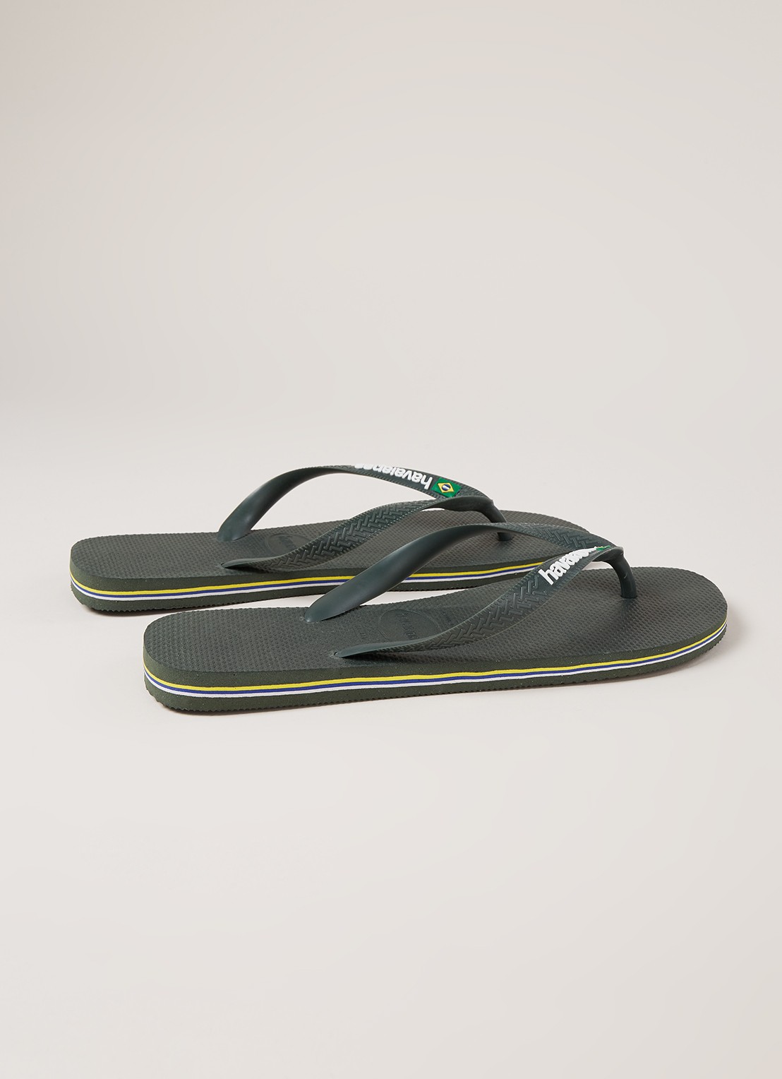 Havaianas Brasil slipper met logo - detail olijfgroen