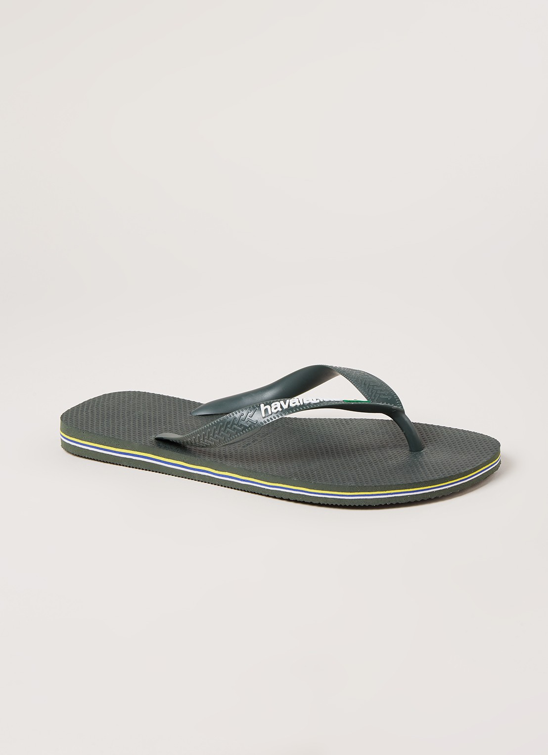 Havaianas Brasil slipper met logo - voorkant 4 olijfgroen