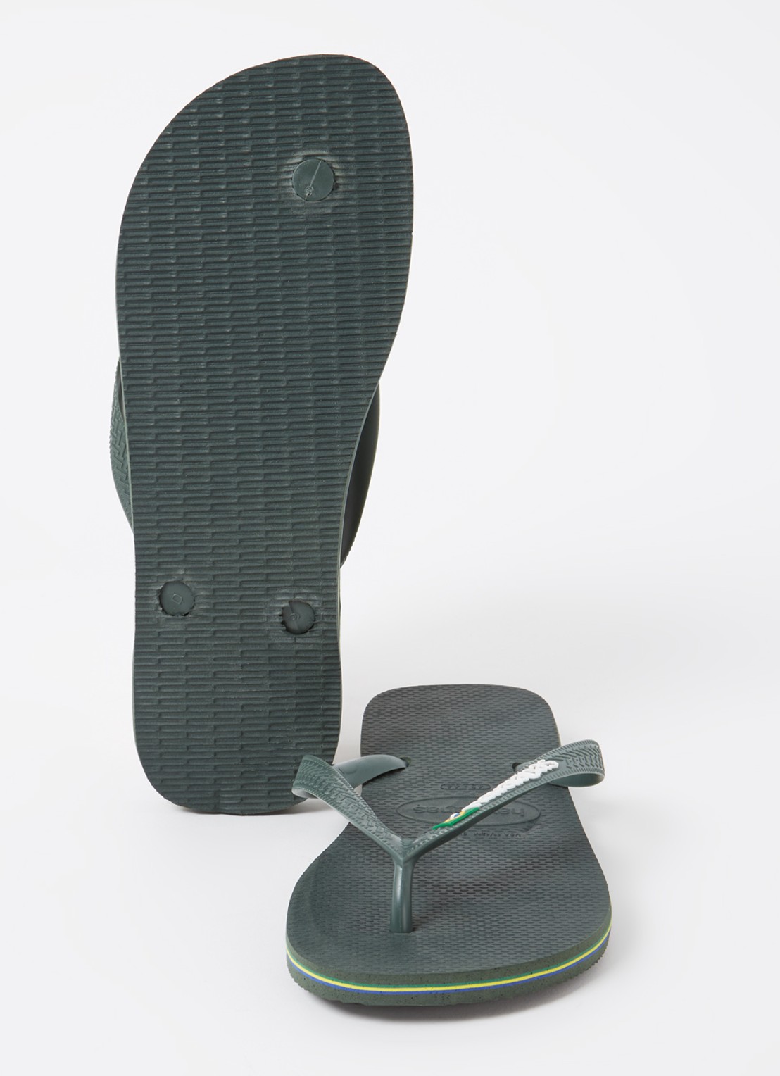 Havaianas Brasil slipper met logo - detail bronsgroen