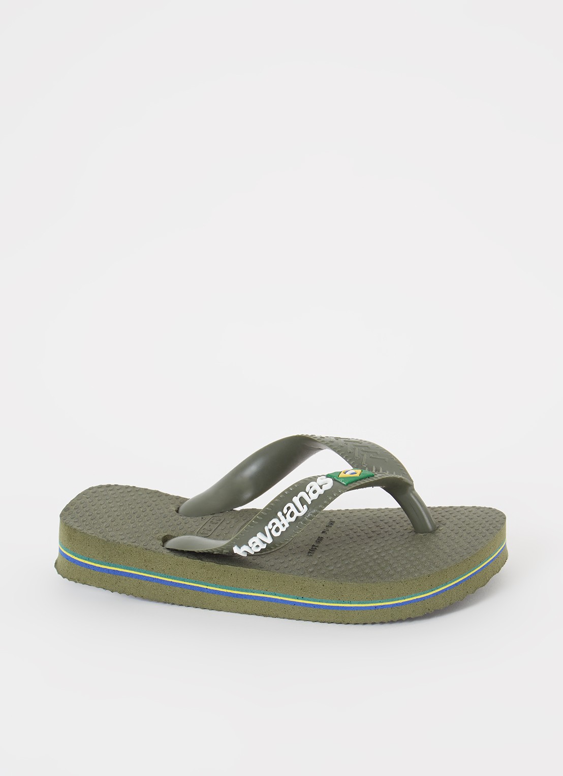 Havaianas Brasil slipper met logo - voorkant legergroen