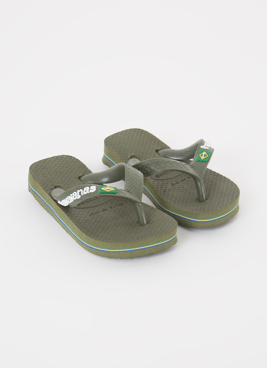Havaianas Brasil slipper met logo - voorkant 2 legergroen