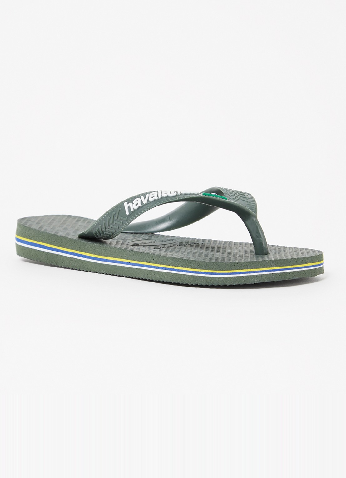 Havaianas Brasil slipper met logo - voorkant olijfgroen