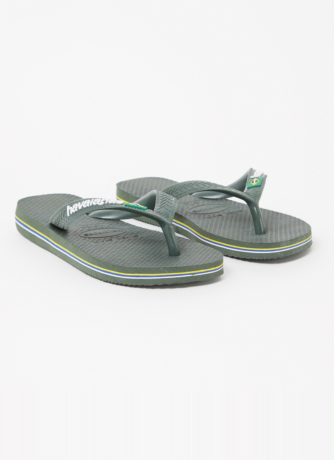 Havaianas Brasil slipper met logo - voorkant 2 olijfgroen