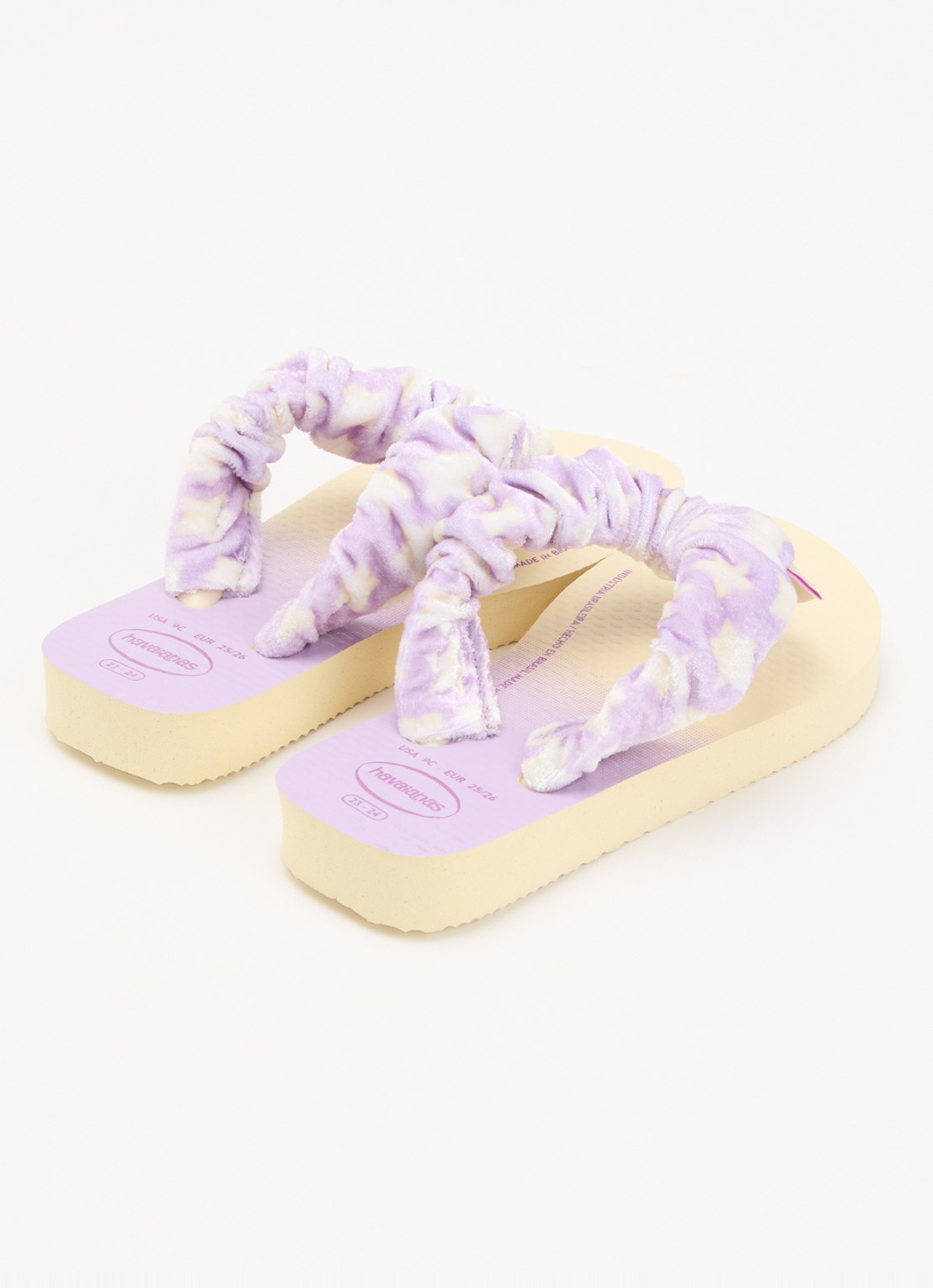Havaianas Fluffy slippers van fluweel met print - achterkant gebroken wit