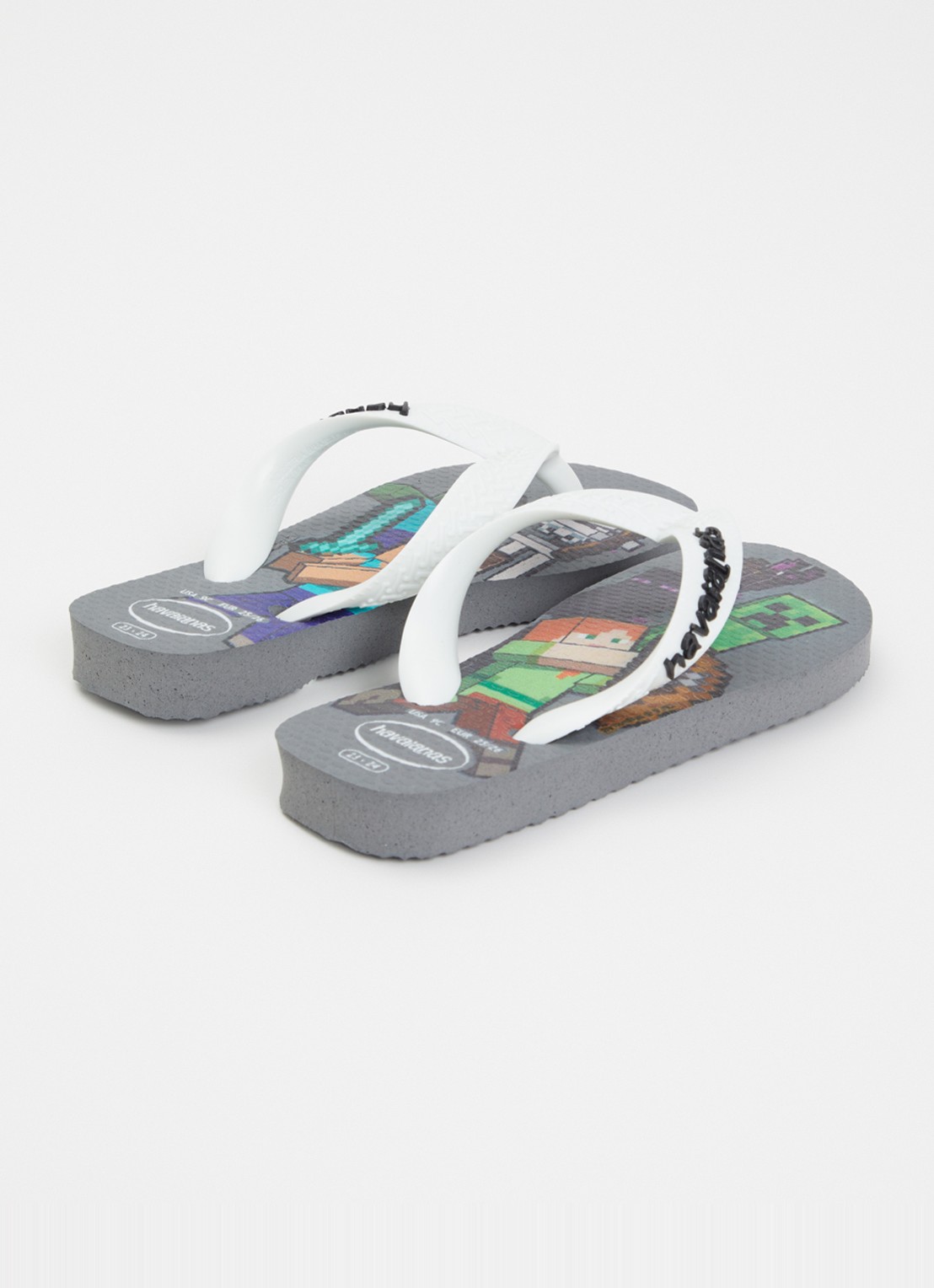 Havaianas Minecraft slipper met logo  - achterkant 3 grijs