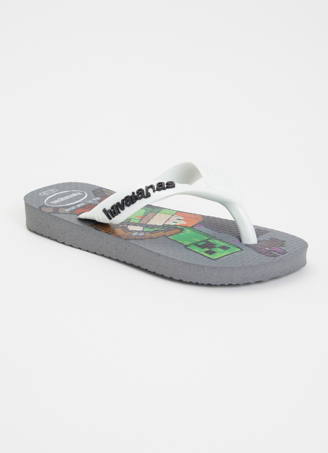 Havaianas Minecraft slipper met logo  - voorkant 2 grijs