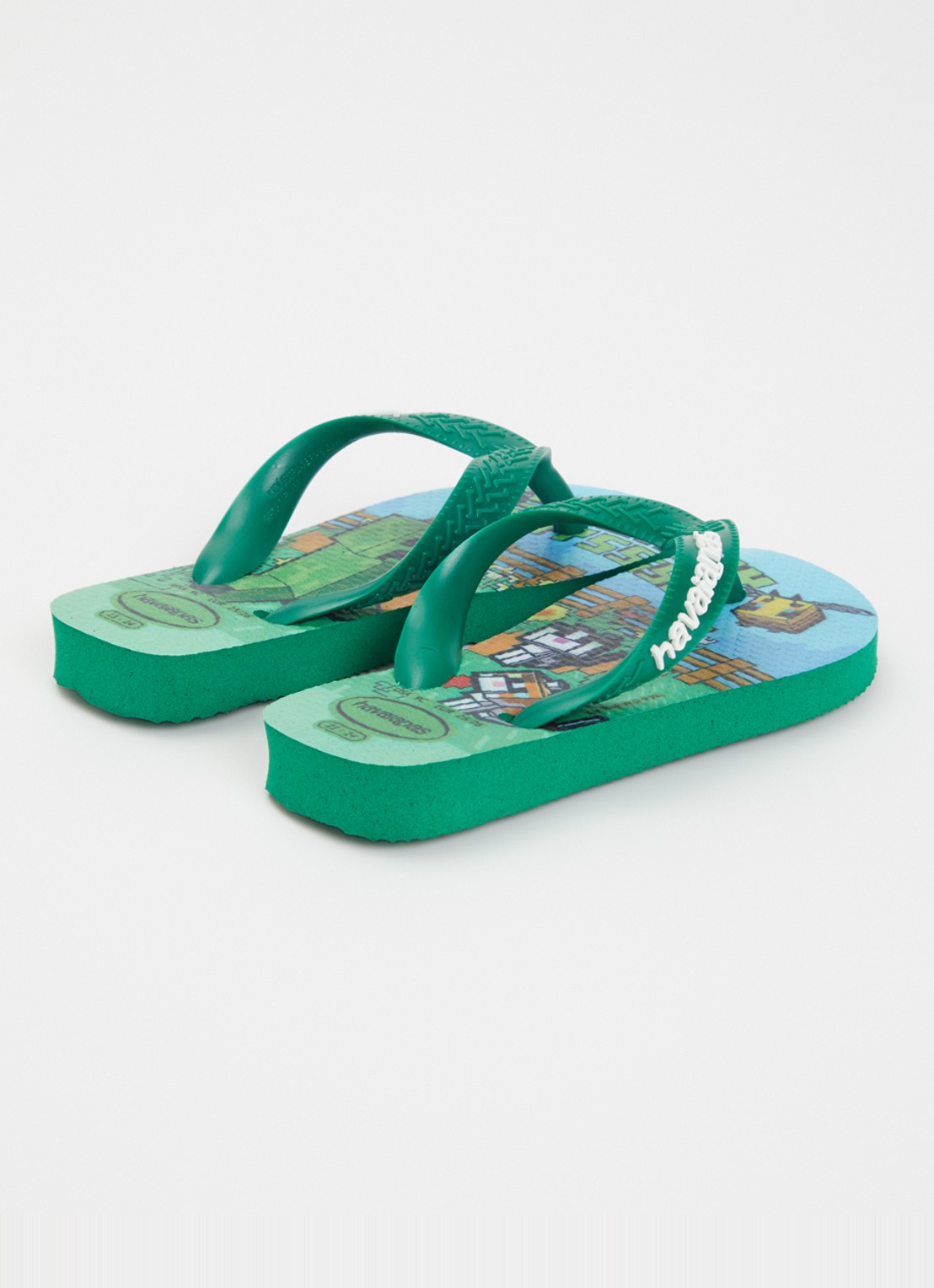 Havaianas Minecraft slipper met logo  - achterkant groen