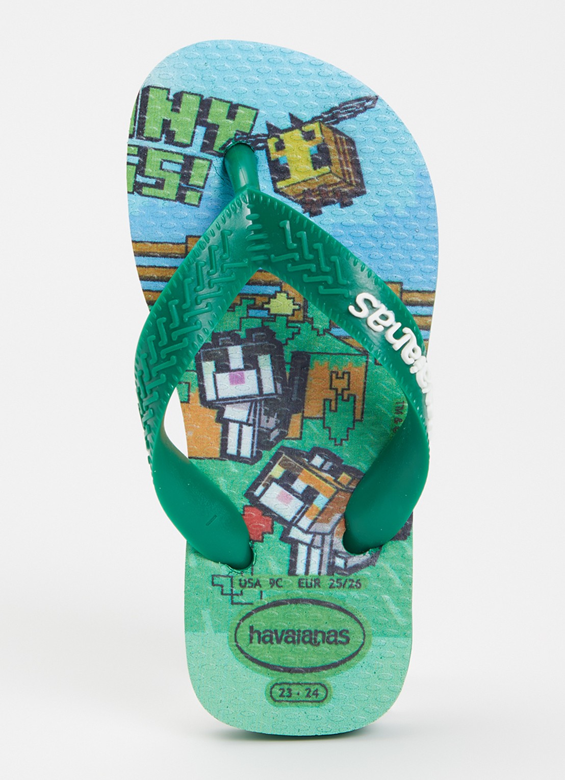 Havaianas Minecraft slipper met logo  - voorkant 2 groen