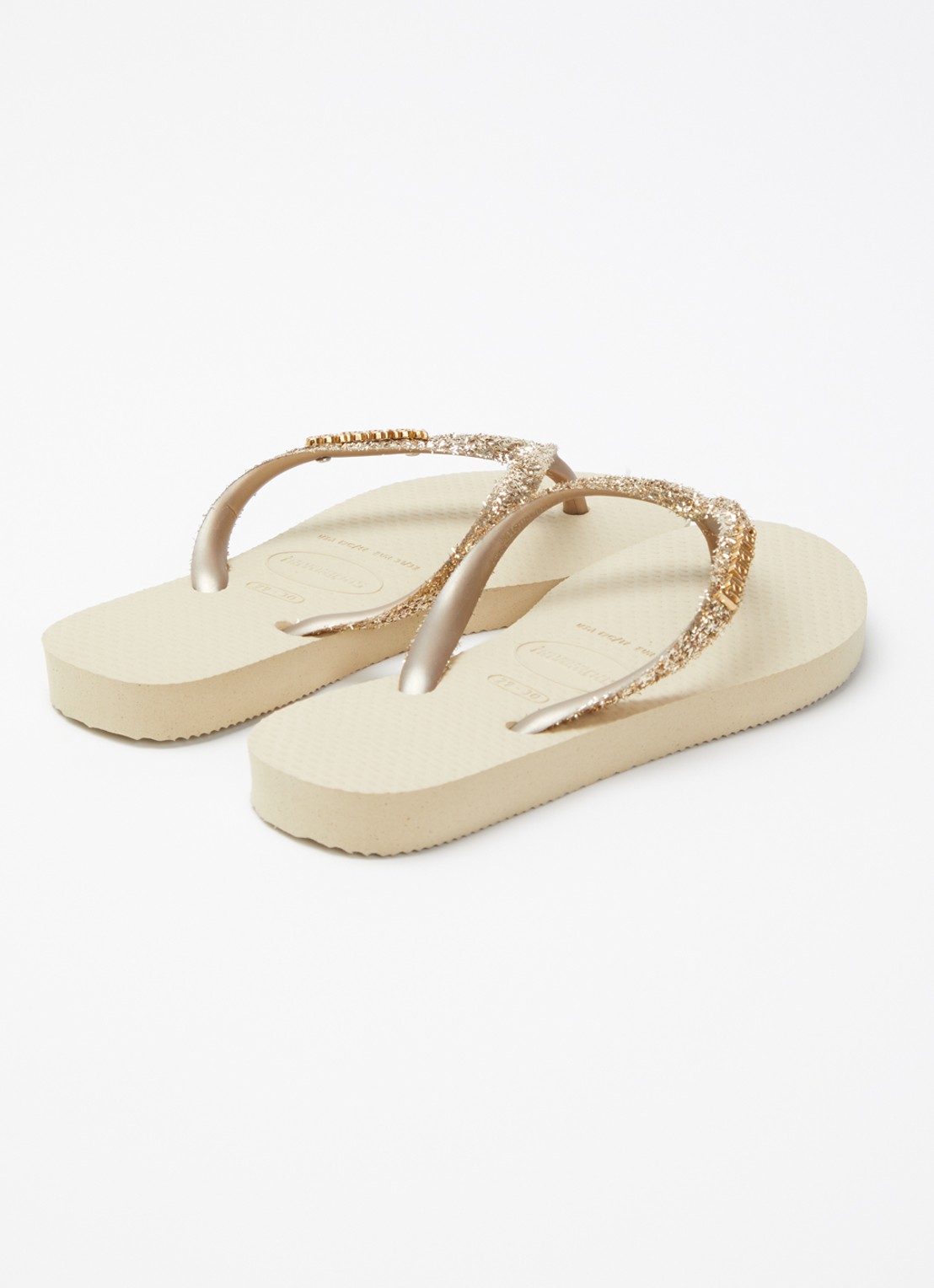 Havaianas Slim Glitter II slipper met glitter - achterkant 4 khaki