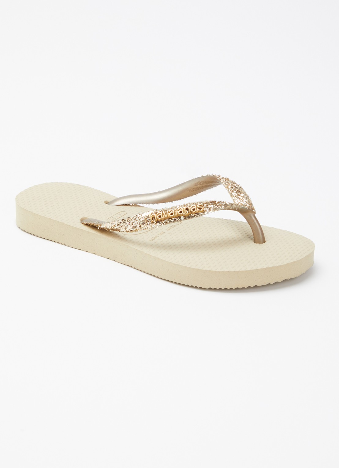 Havaianas Slim Glitter II slipper met glitter - voorkant 2 khaki