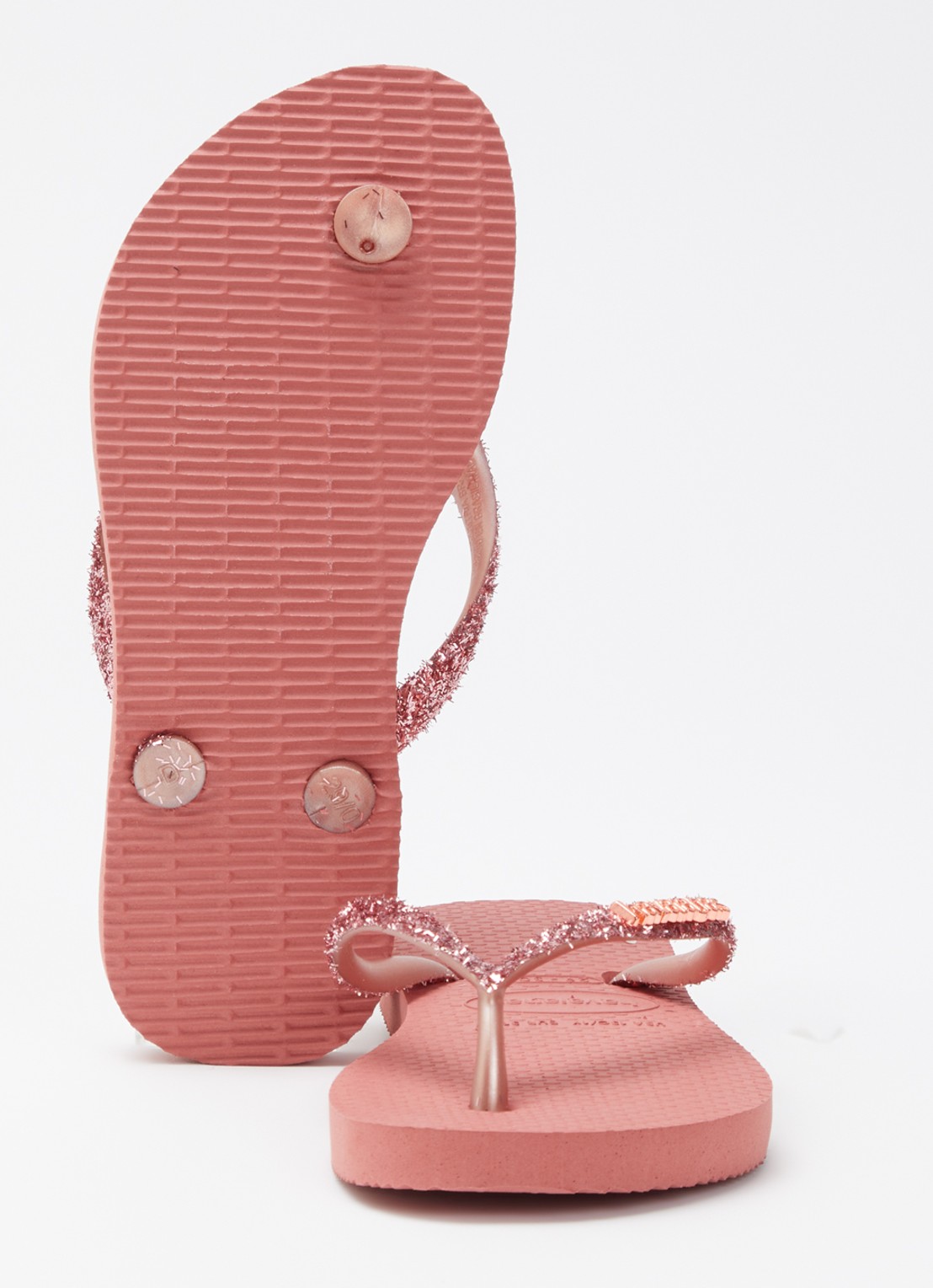 Havaianas Slim Glitter II slipper met glitter - detail 4 koraalrood