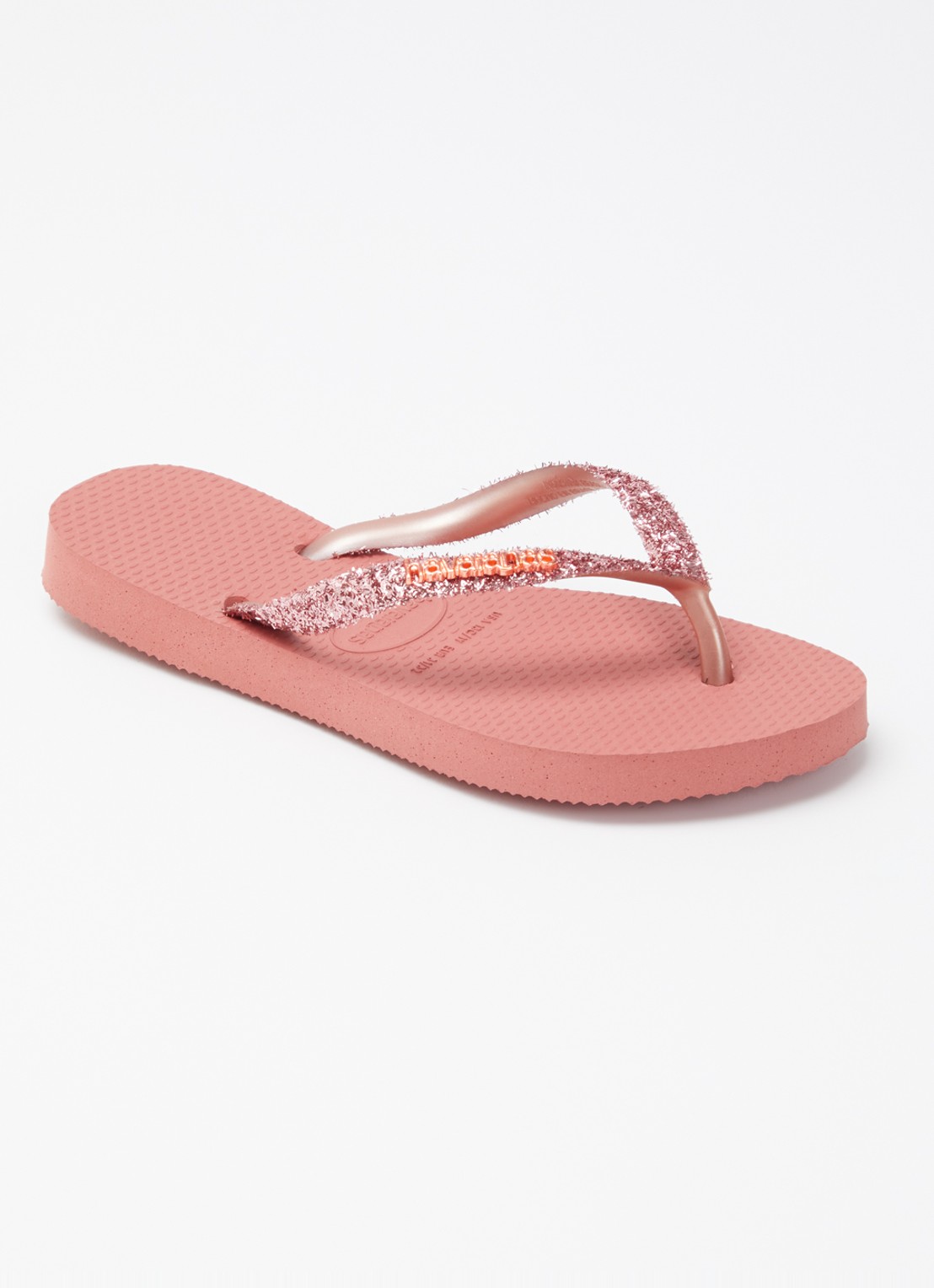 Havaianas Slim Glitter II slipper met glitter - voorkant 3 koraalrood