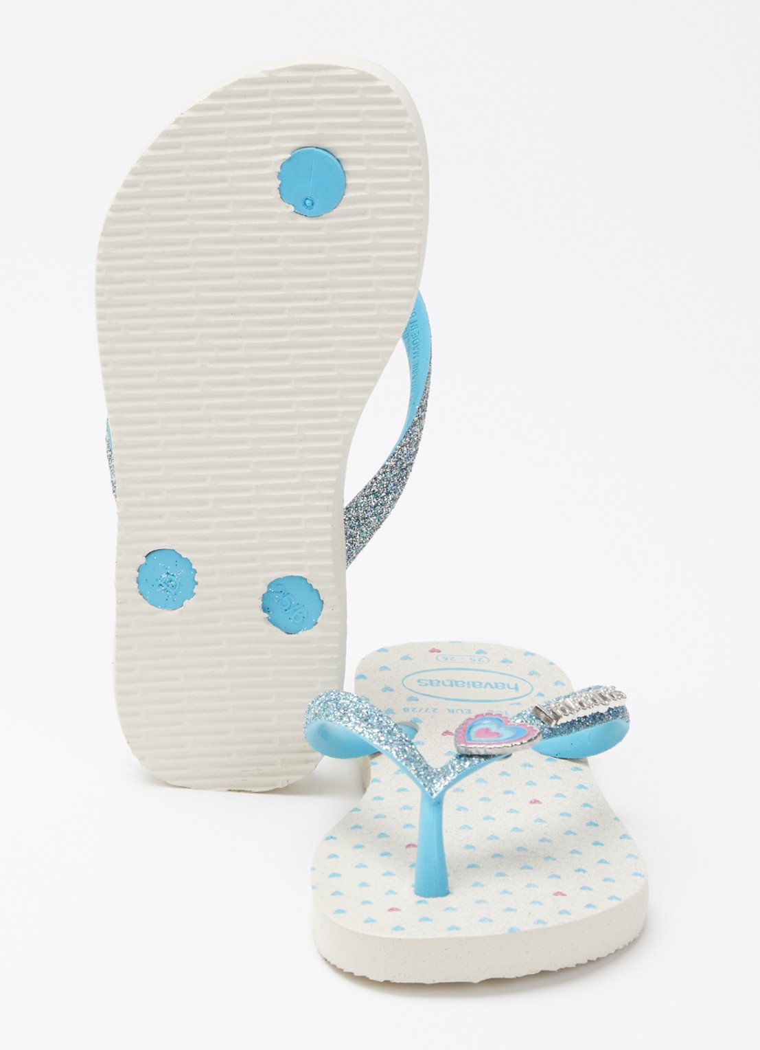 Havaianas Slim Glitter II slipper met glitter - detail aquablauw