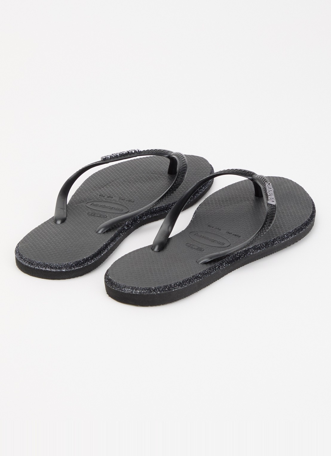 Havaianas Slim Point Glitter slipper met glitter en logo - achterkant zwart