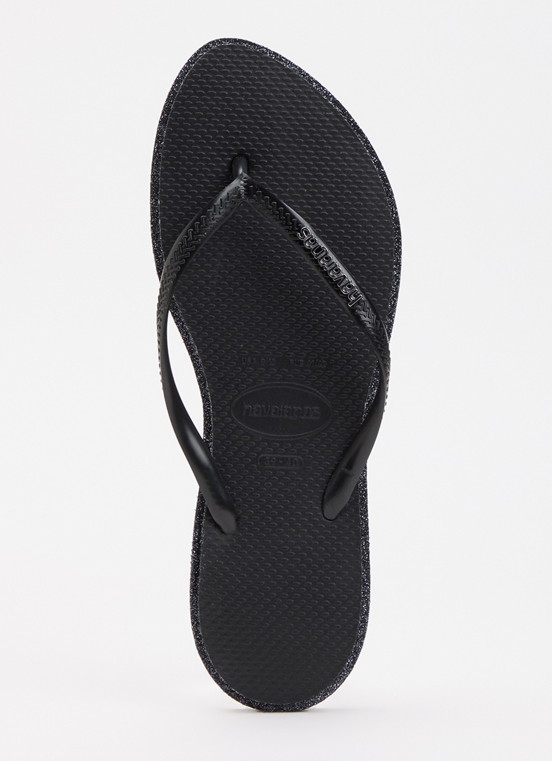 Havaianas Slim Point Glitter slipper met glitter en logo - voorkant 2 zwart