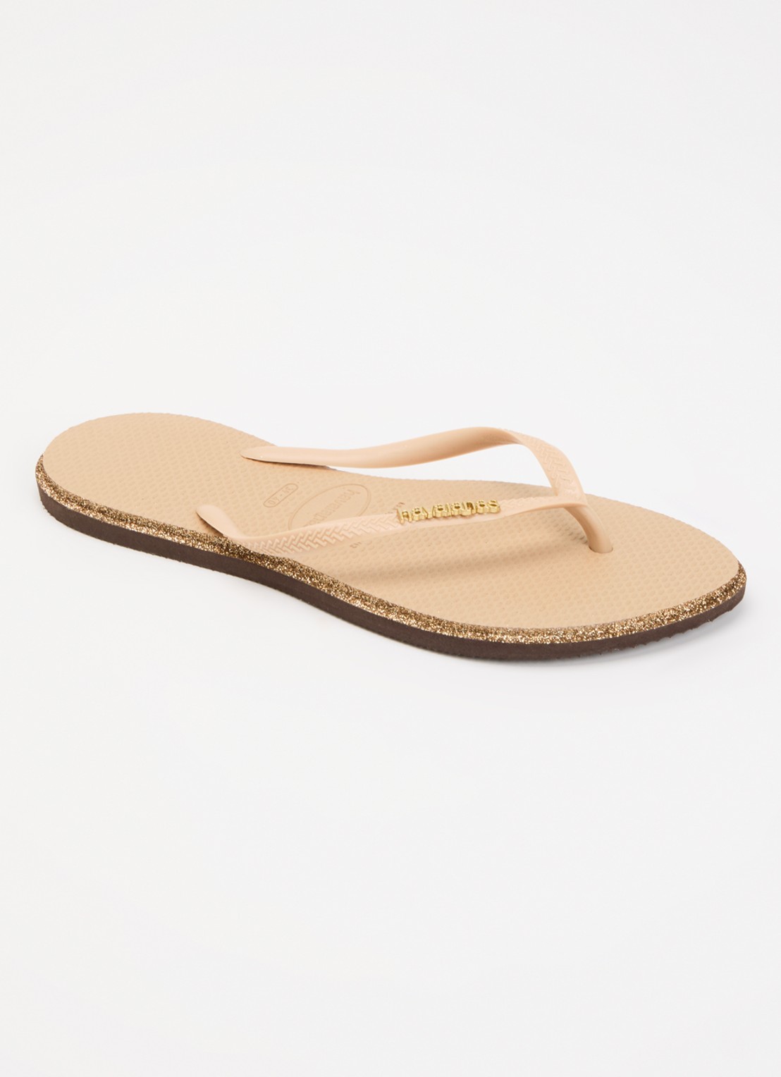 Havaianas Slim Point Glitter slipper met glitter en logo - voorkant 3 camel