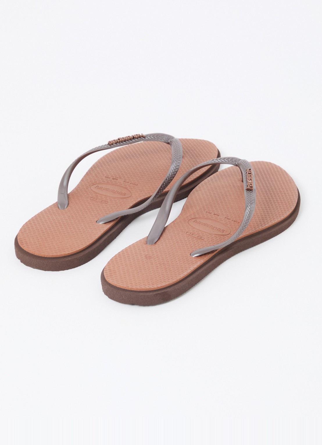 Havaianas Slim Point slipper met logo - achterkant 4 donkerbruin