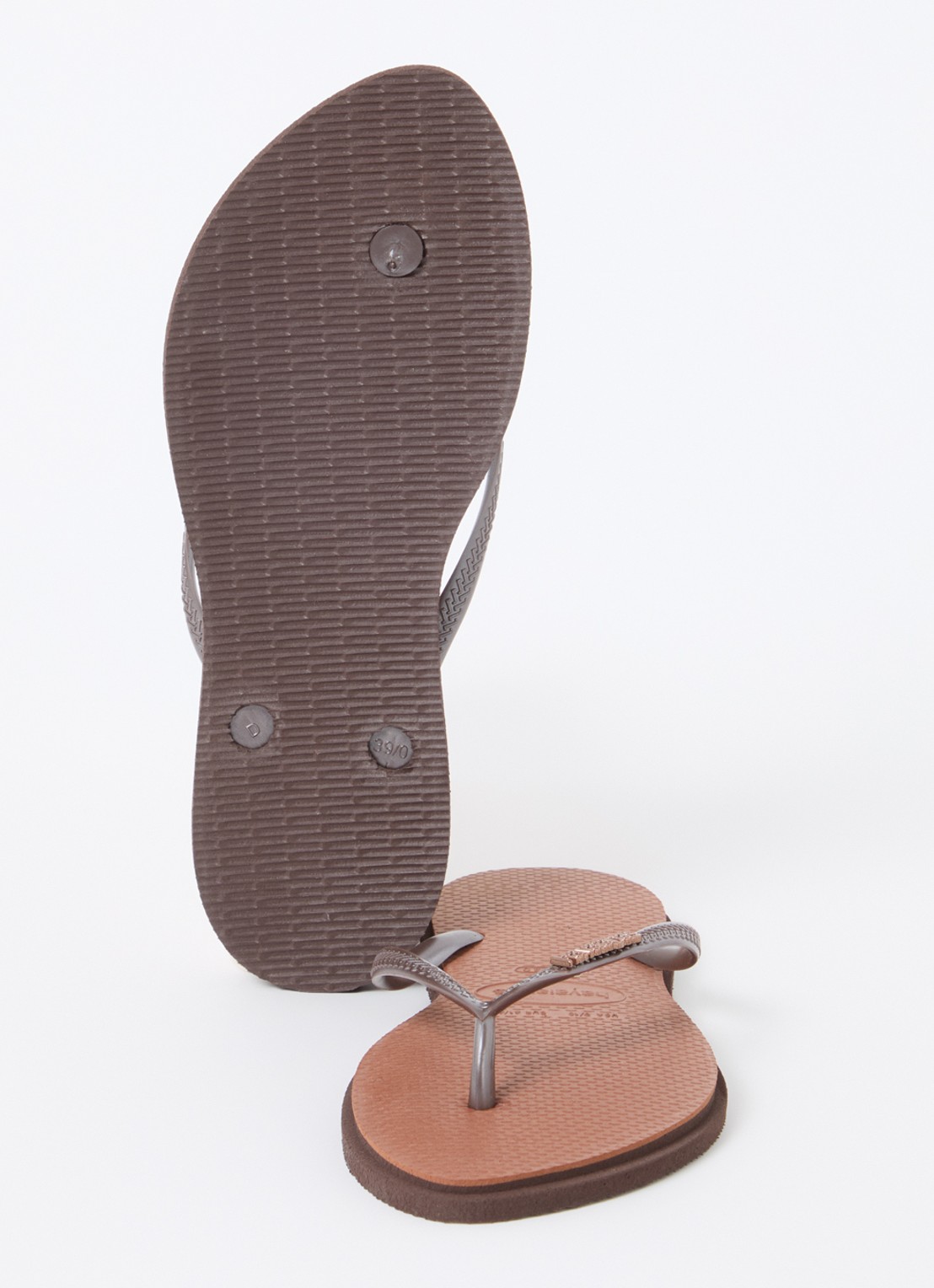 Havaianas Slim Point slipper met logo - detail 3 donkerbruin