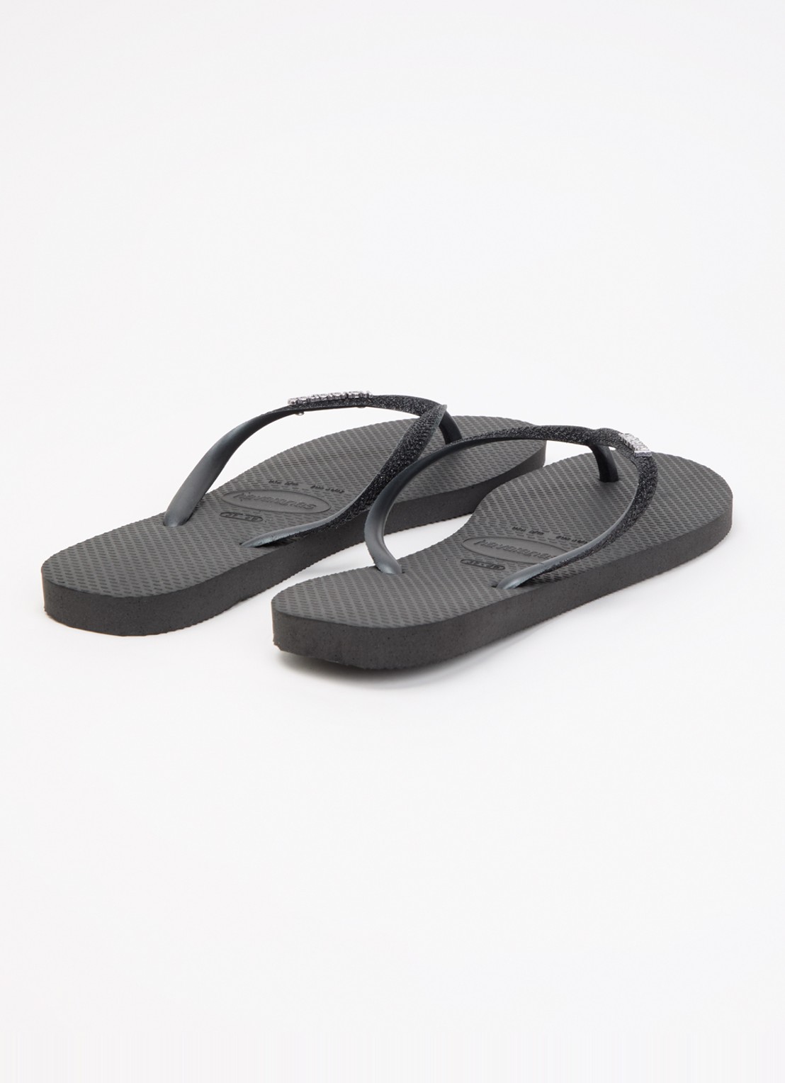 Havaianas Slim slipper met glitter - achterkant 3 zwart