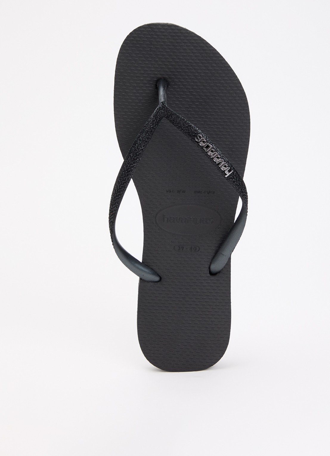 Havaianas Slim slipper met glitter - voorkant zwart