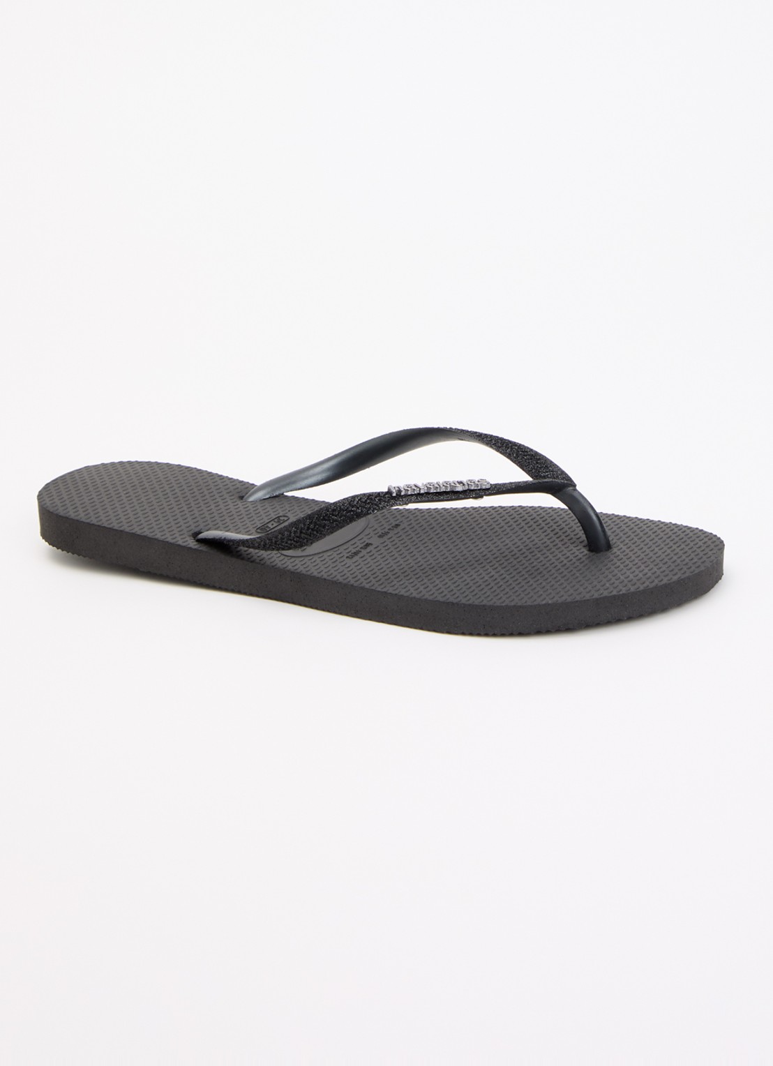 Havaianas Slim slipper met glitter - voorkant 2 zwart