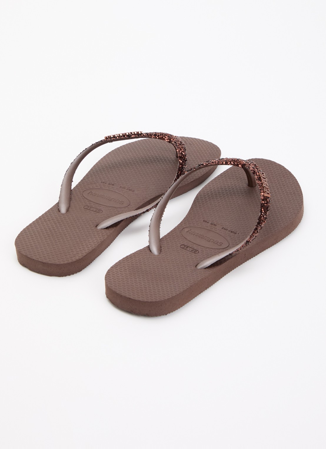 Havaianas Slim slipper met glitter - achterkant 4 donkerbruin