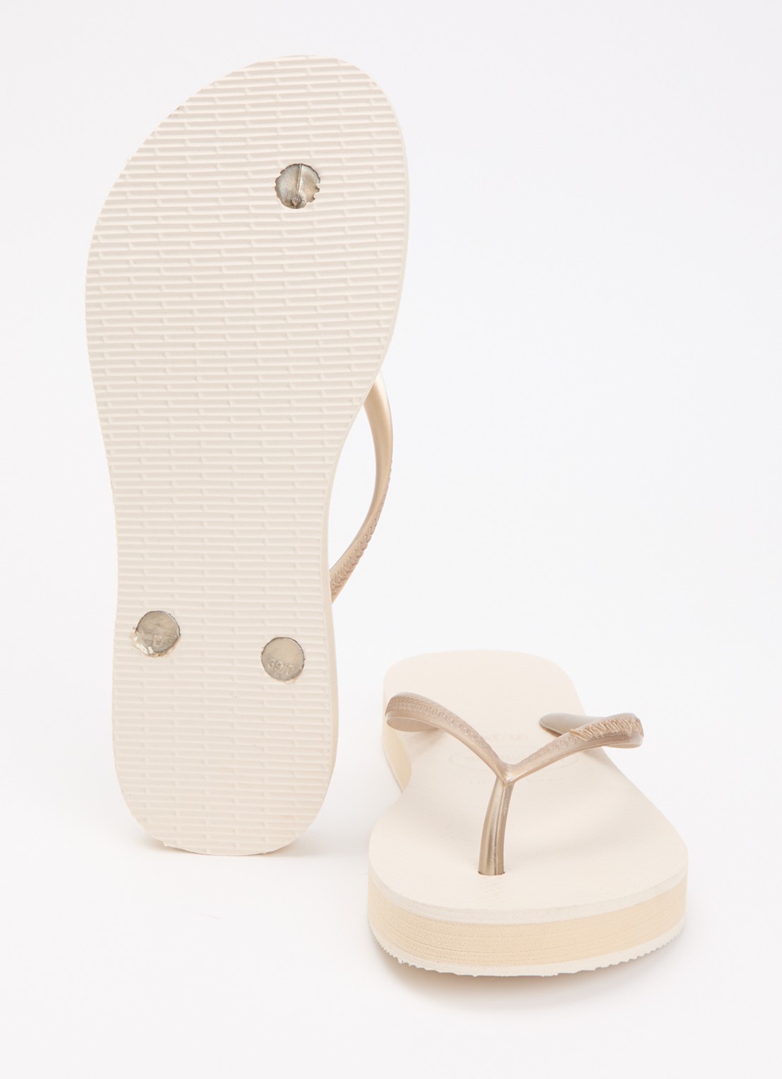 Havaianas Slim slipper met logo - detail beige
