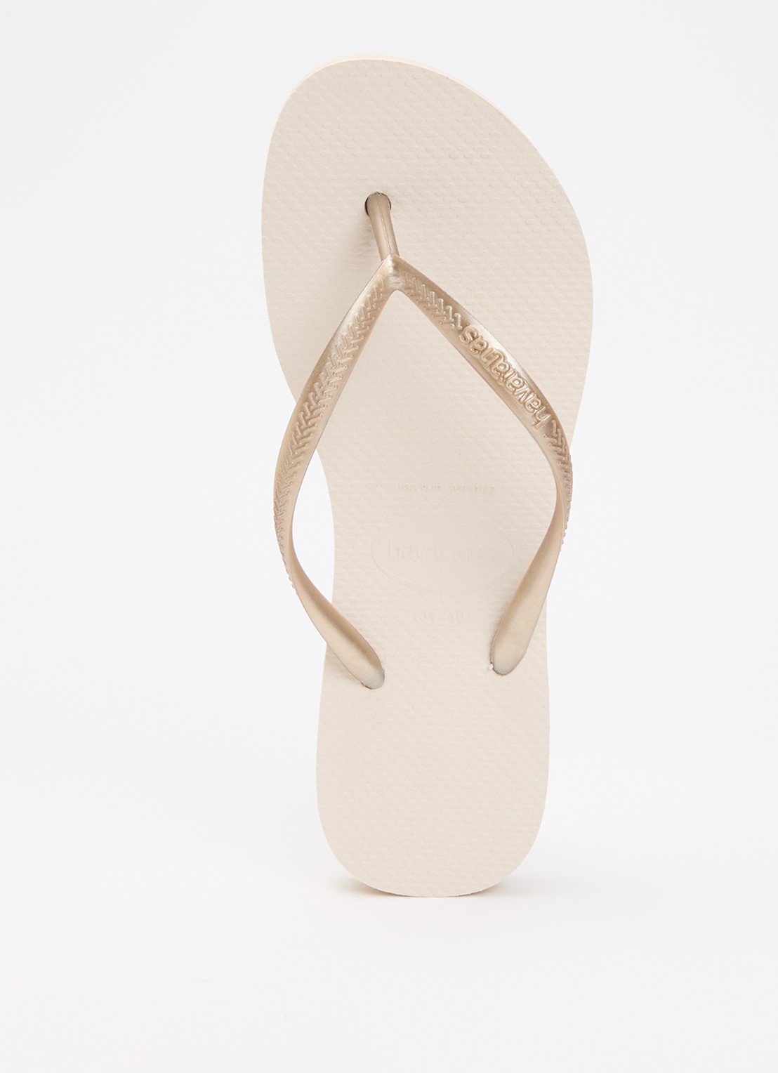 Havaianas Slim slipper met logo - voorkant 3 beige