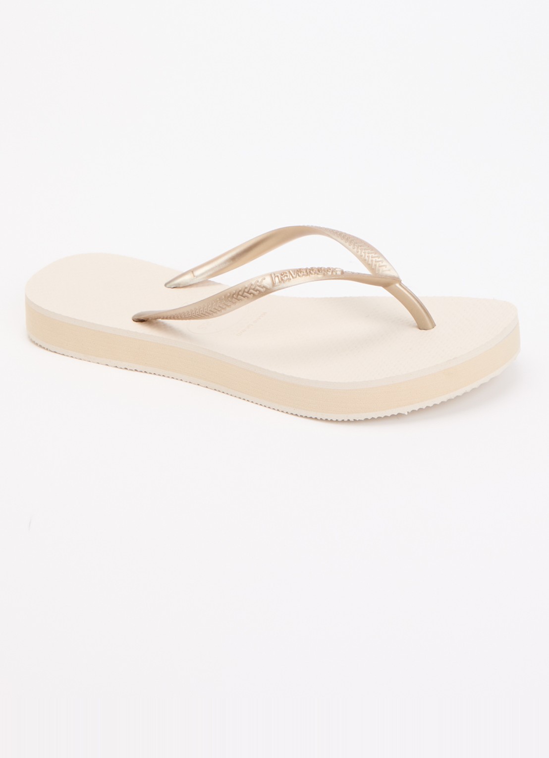 Havaianas Slim slipper met logo - voorkant 4 beige