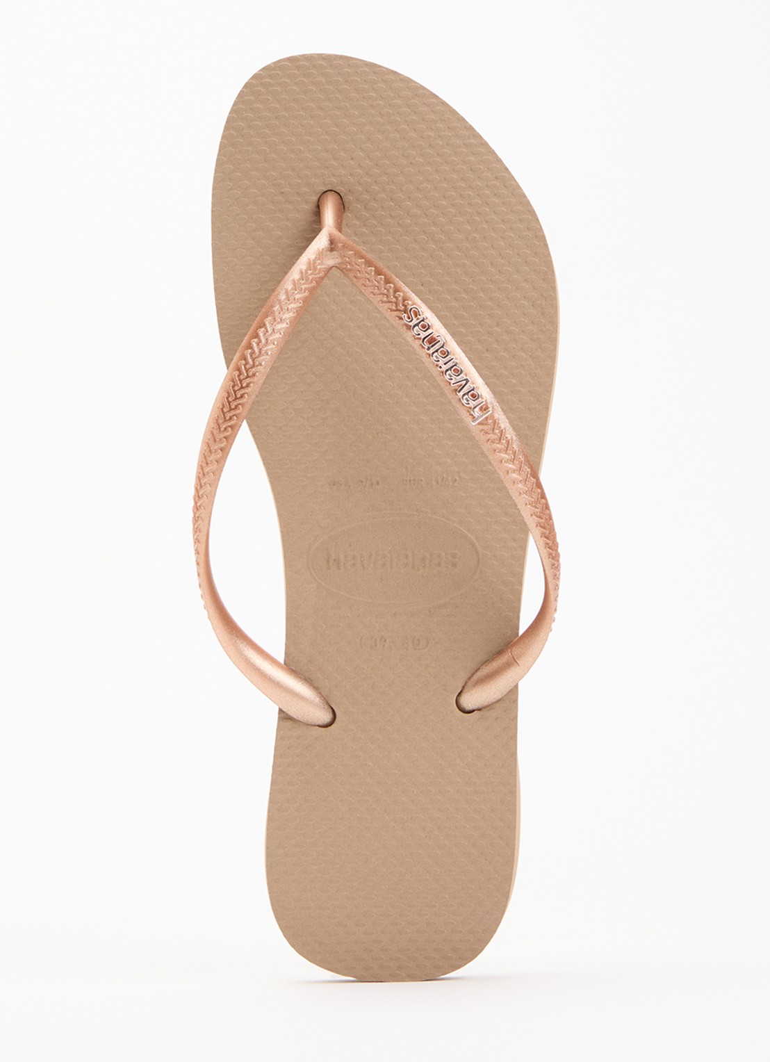 Havaianas Slim slipper met logo - voorkant 3 roségoud