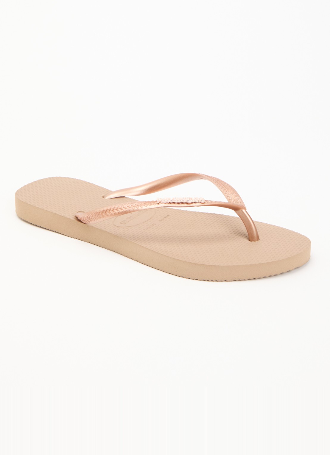 Havaianas Slim slipper met logo - voorkant 4 roségoud