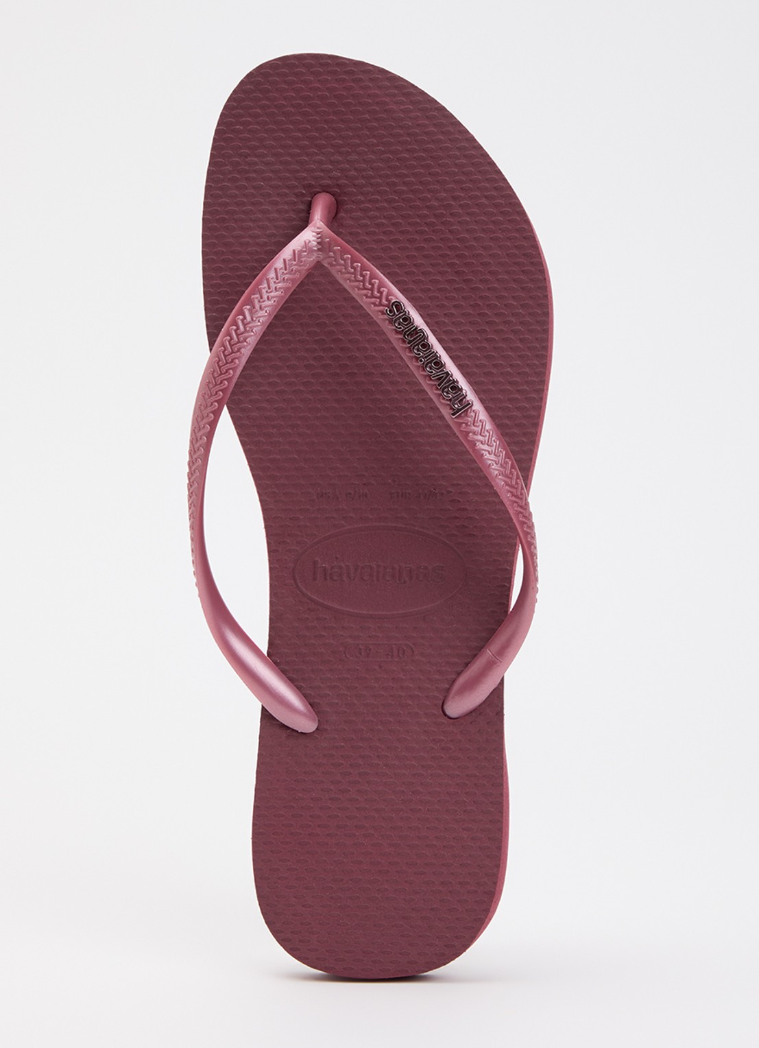 Havaianas Slim slipper met logo - voorkant 2 donkerroze