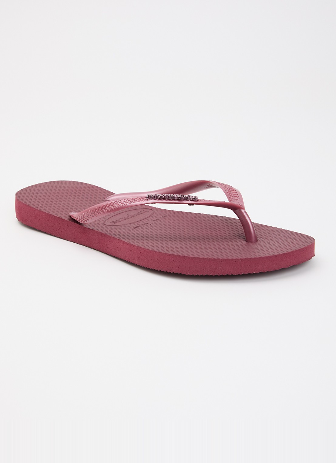 Havaianas Slim slipper met logo - voorkant 3 donkerroze