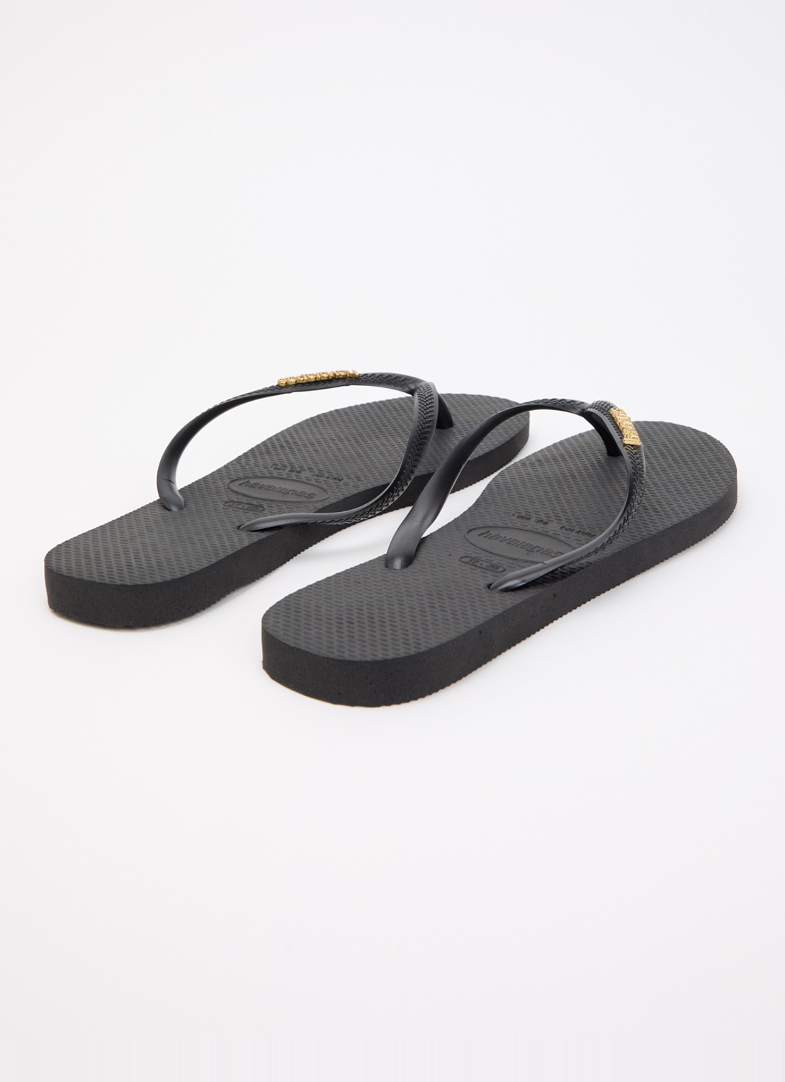 Havaianas Slim slipper met logo - achterkant 4 zwart