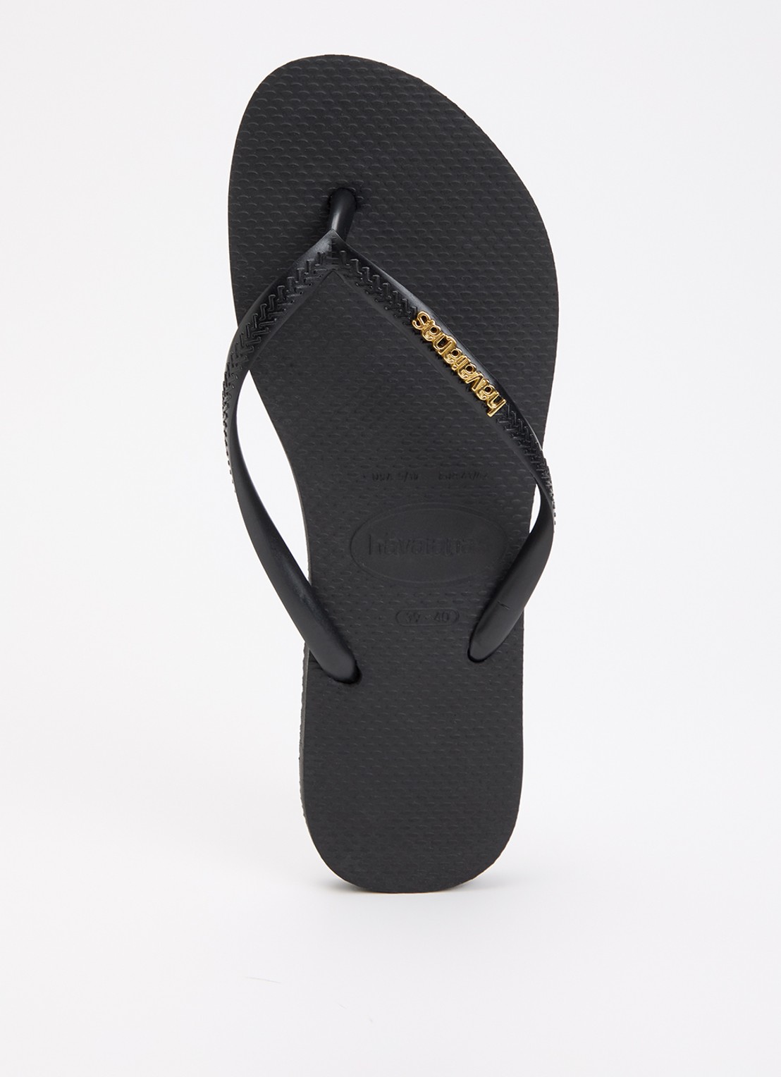 Havaianas Slim slipper met logo - voorkant 2 zwart