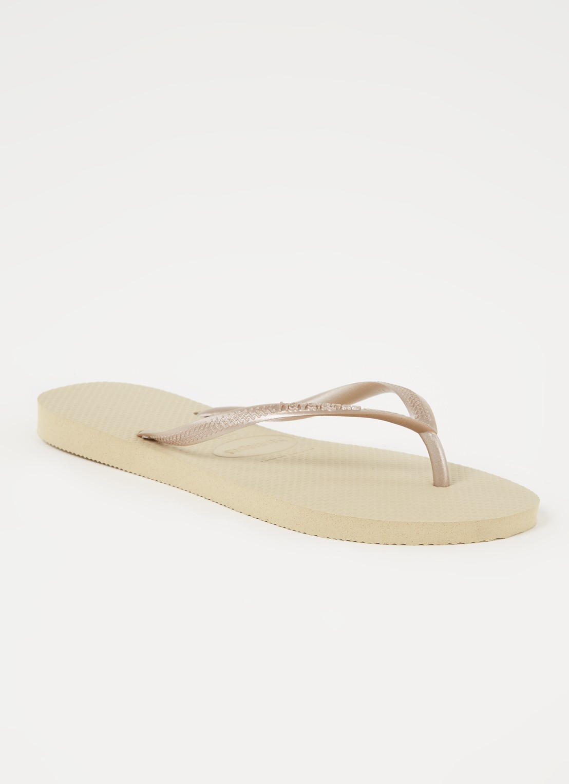 Havaianas Slim slipper met logo - voorkant 4 zand