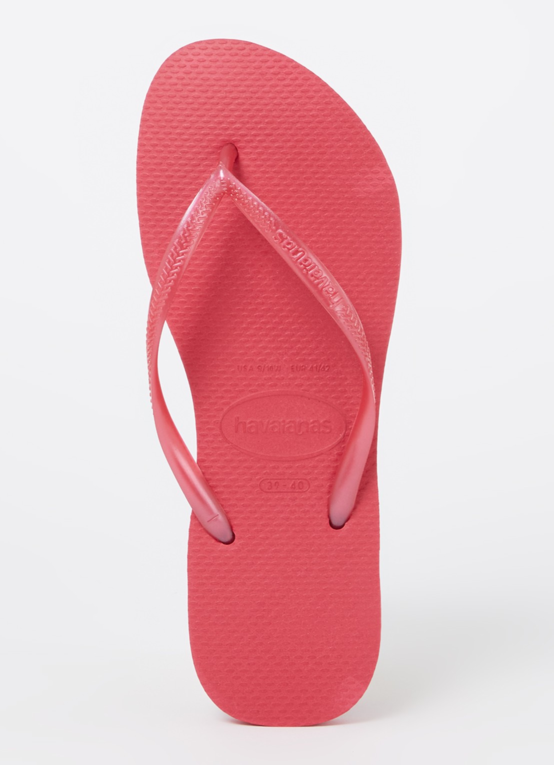 Havaianas Slim slipper met logo - voorkant 2 donkerroze