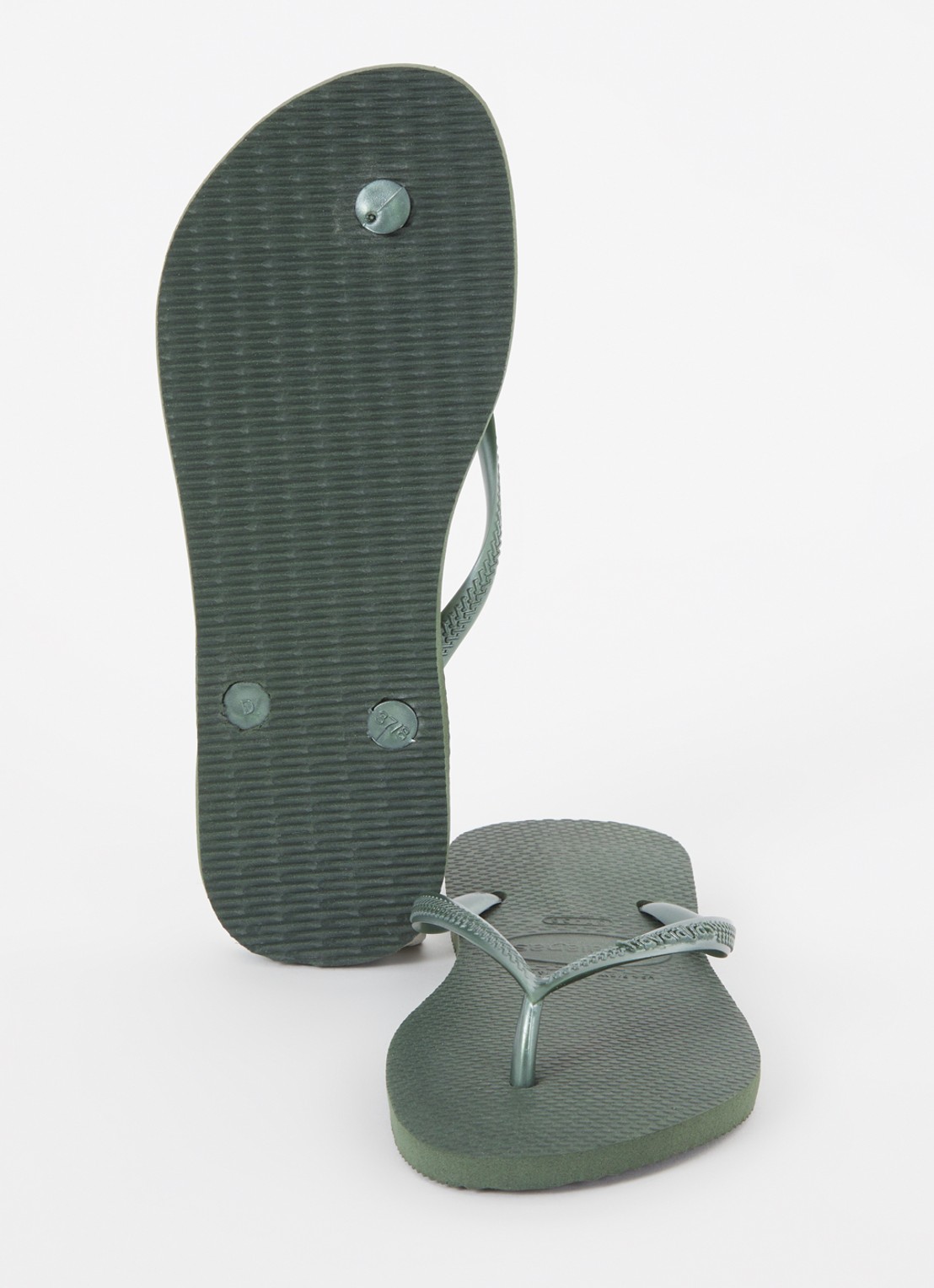 Havaianas Slim slipper met logo - detail 2 olijfgroen