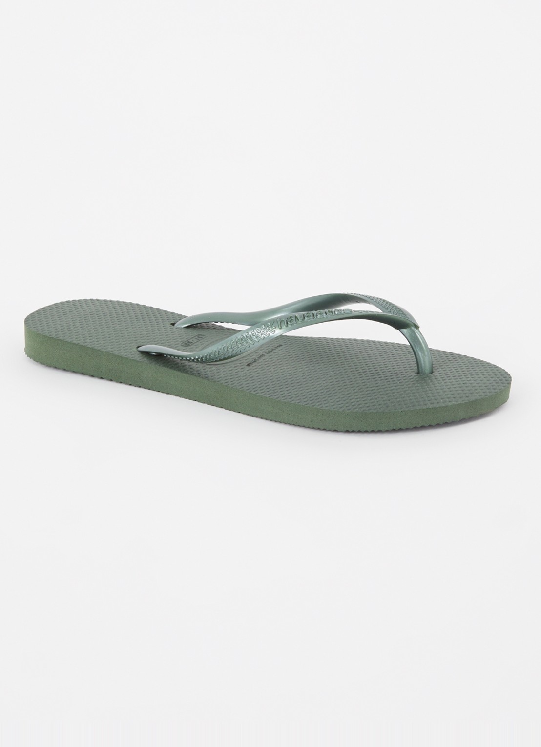 Havaianas Slim slipper met logo - voorkant 4 olijfgroen