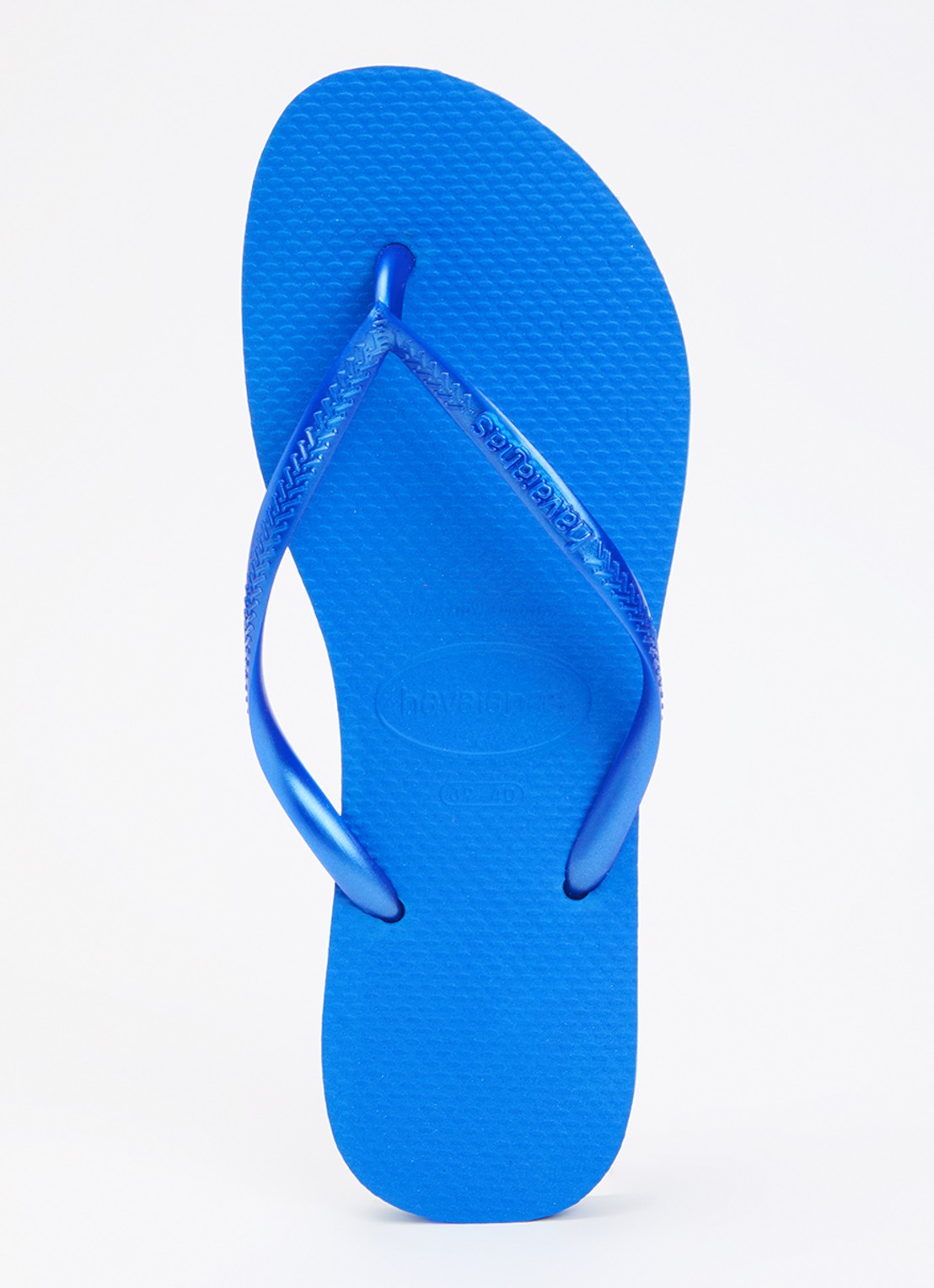 Havaianas Slim slipper met logo - voorkant blauw
