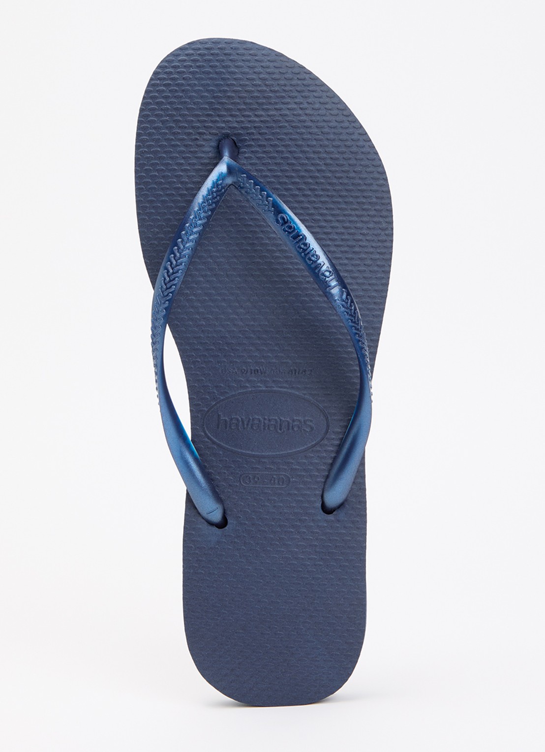 Havaianas Slim slipper met logo - voorkant 2 donkerblauw