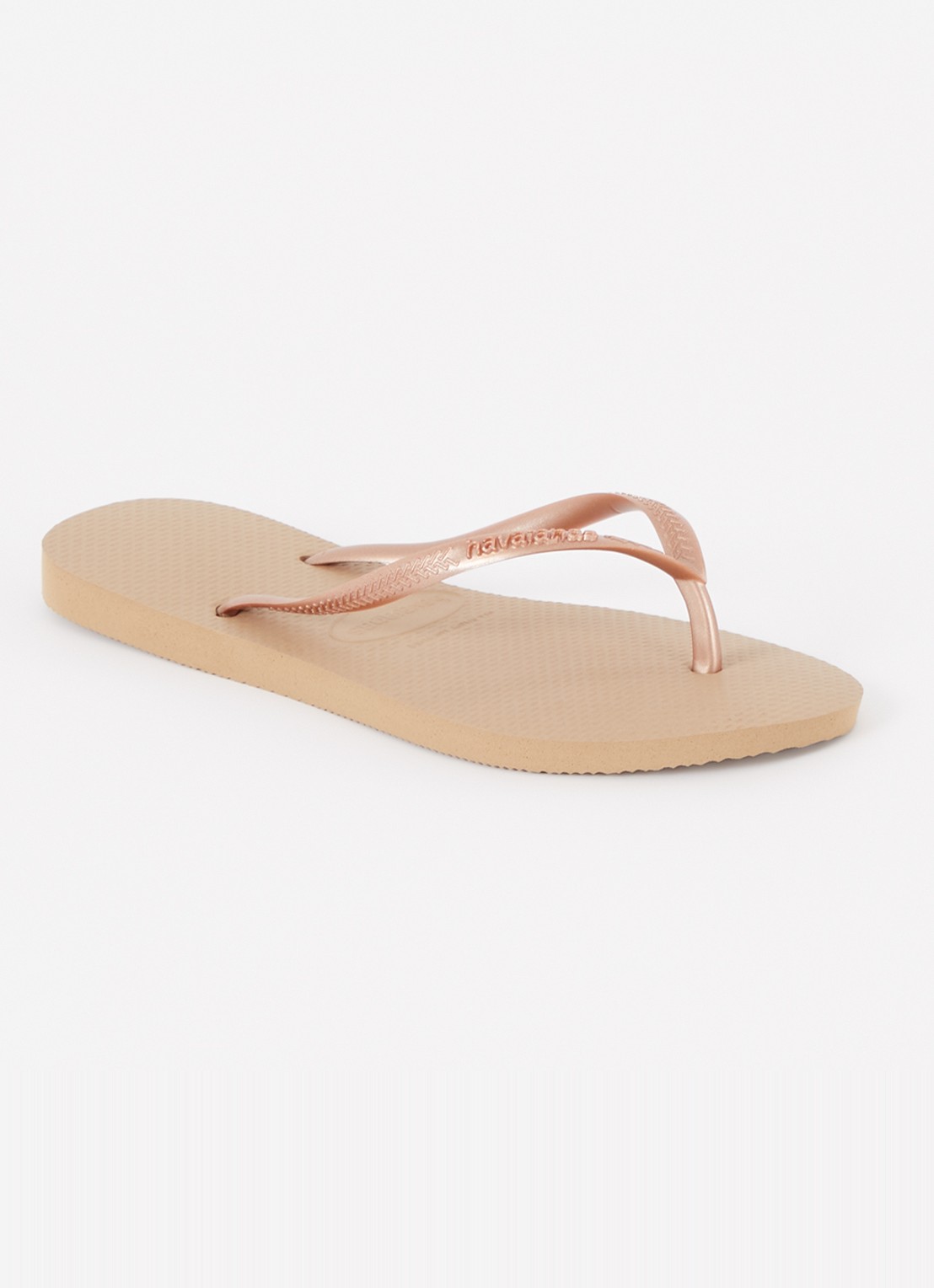 Havaianas Slim slipper met logo - voorkant 4 roségoud