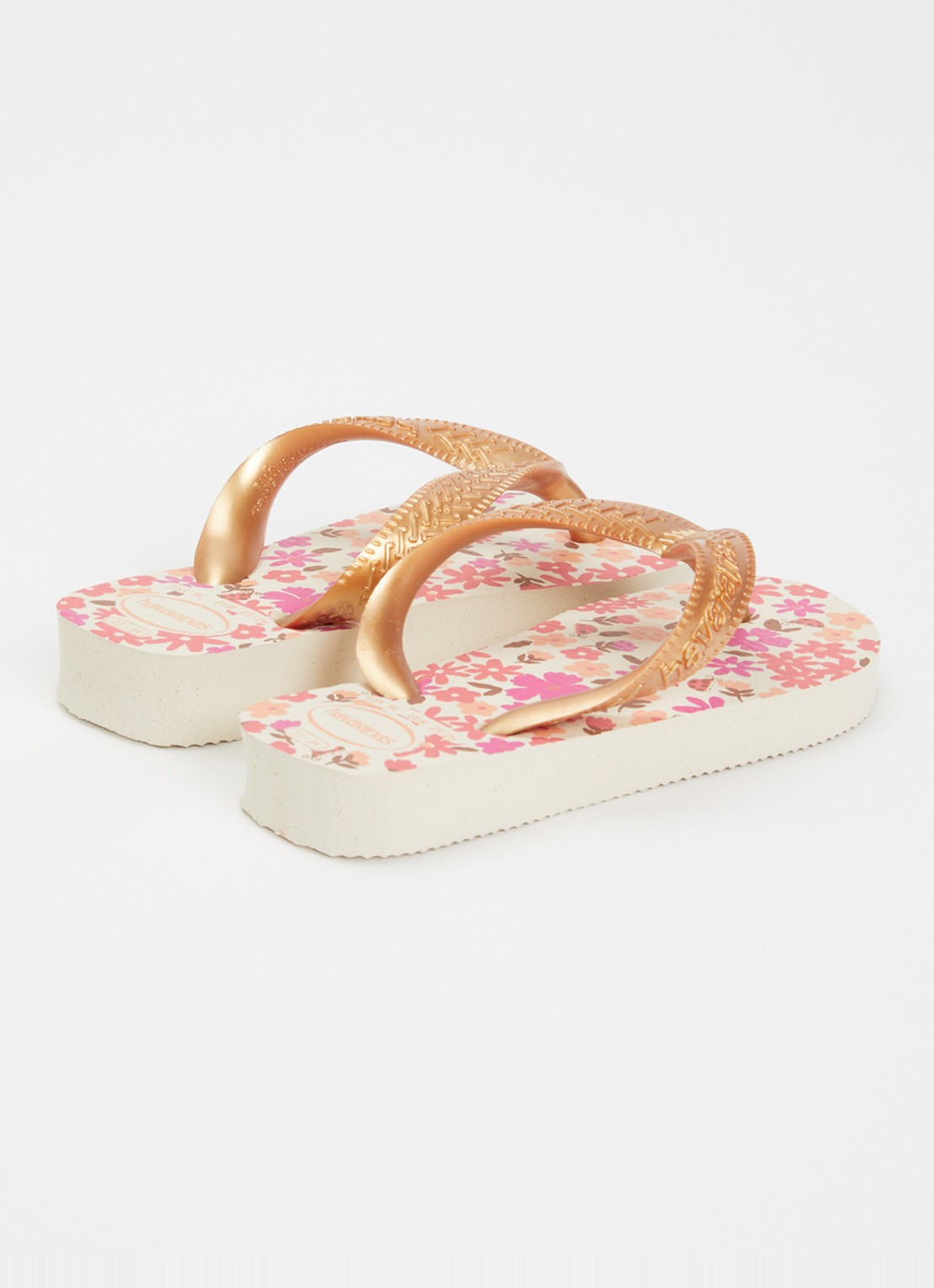 Havaianas Slipper met bloemenprint - achterkant 4 beige