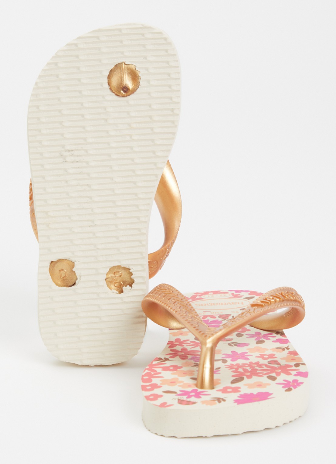 Havaianas Slipper met bloemenprint - detail 3 beige