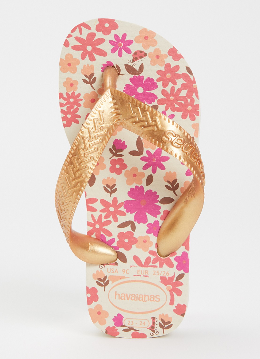 Havaianas Slipper met bloemenprint - voorkant beige