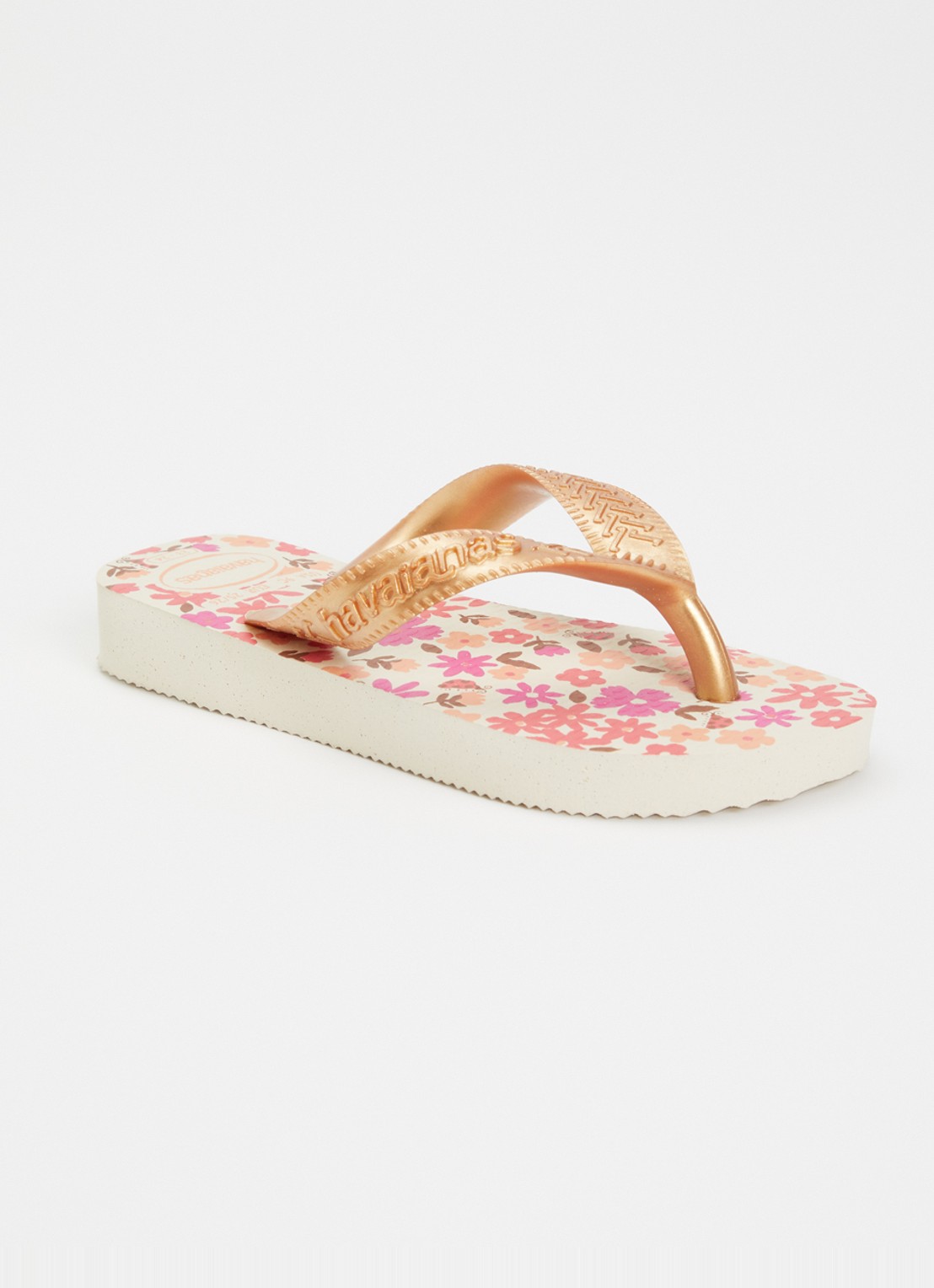 Havaianas Slipper met bloemenprint - voorkant 2 beige