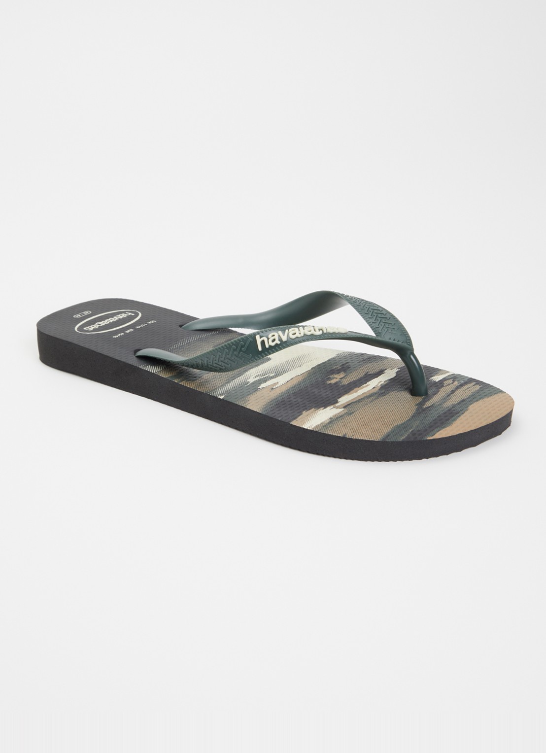 Havaianas Top Camu slipper met camouflageprint - voorkant 3 legergroen