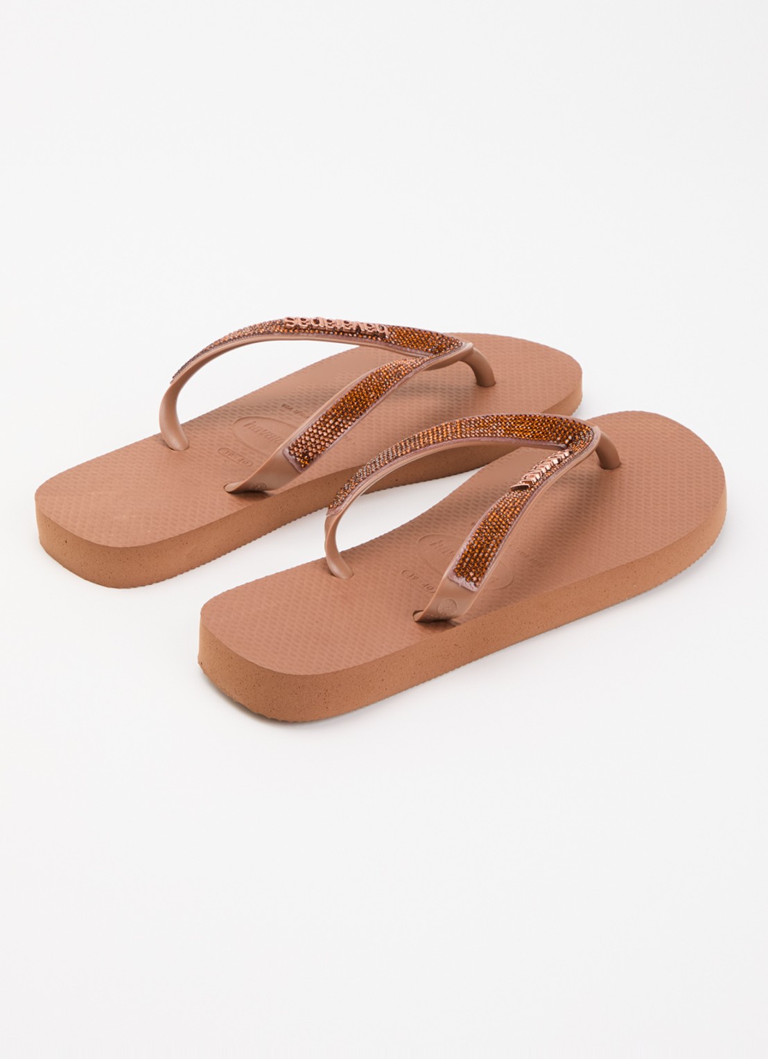 Havaianas Top Glow slipper met glitter en logo - achterkant 3 roestbruin