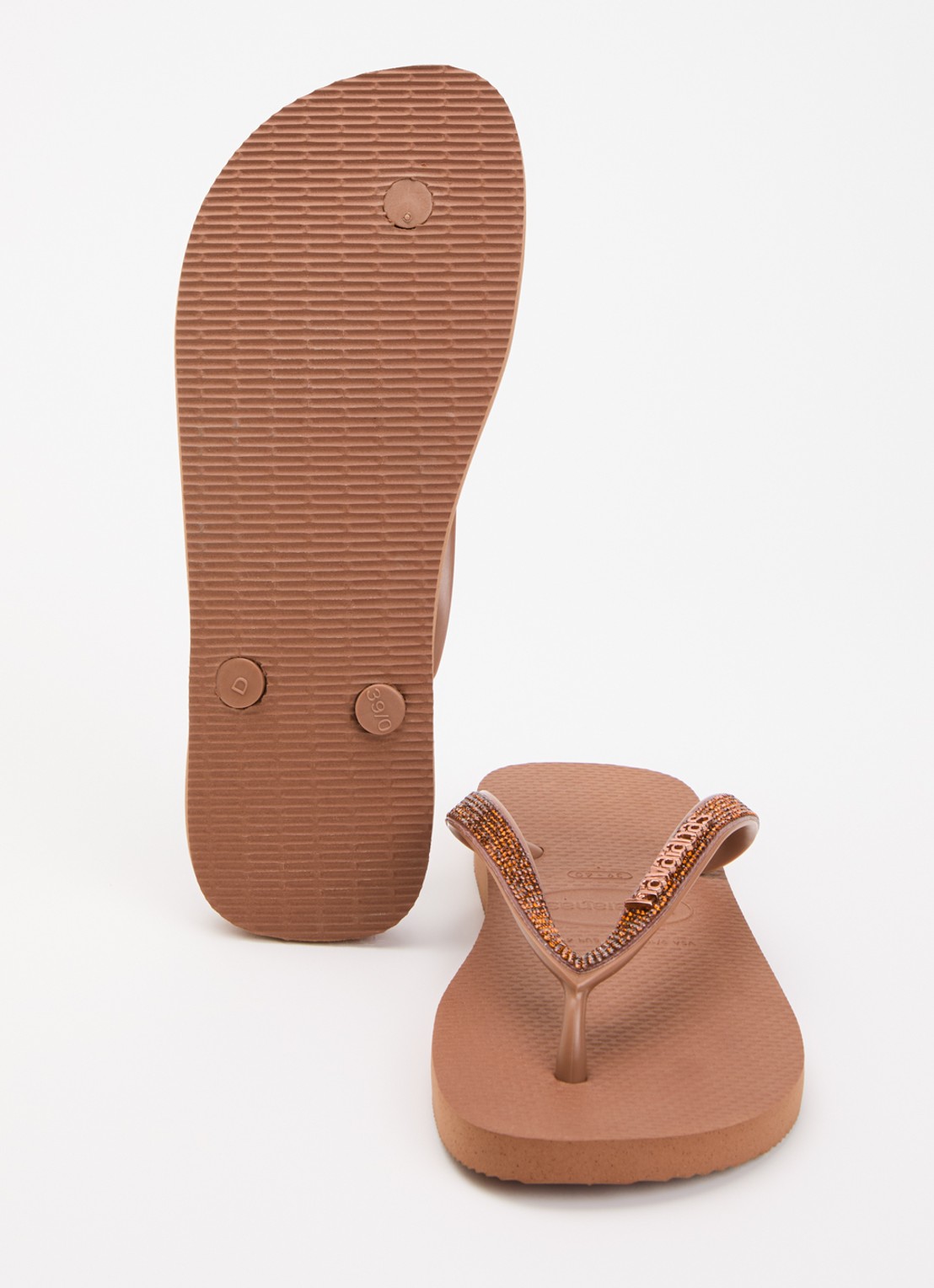 Havaianas Top Glow slipper met glitter en logo - detail 4 roestbruin