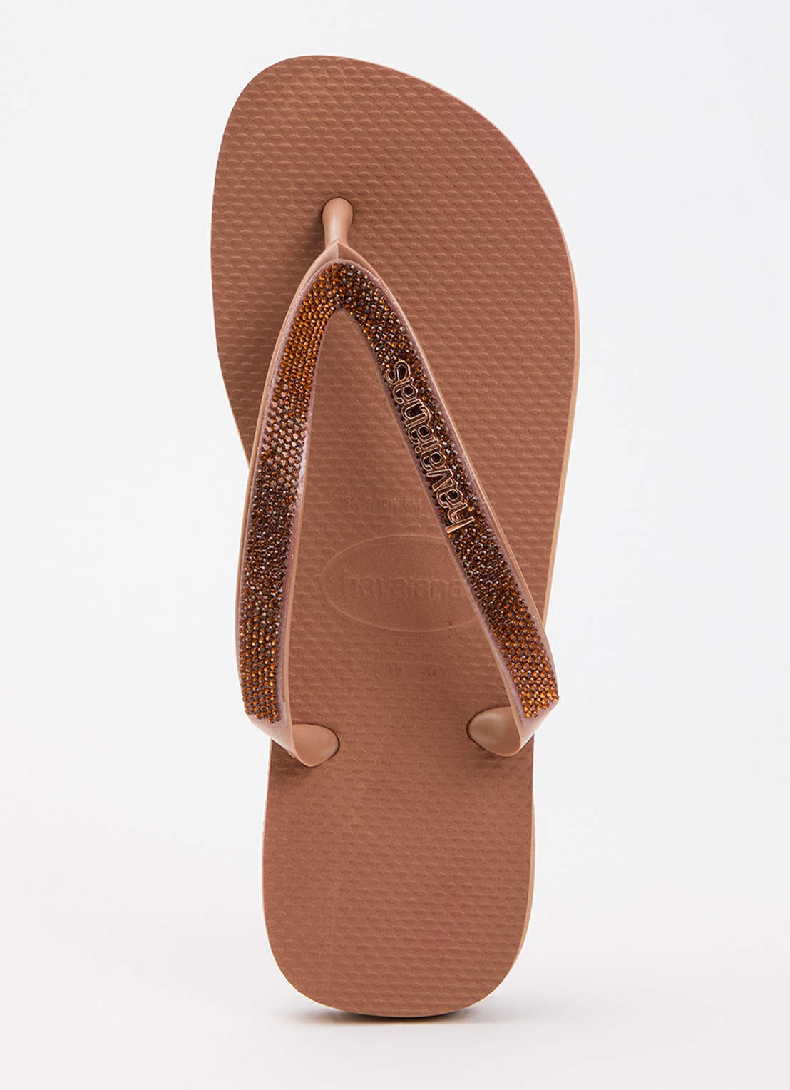 Havaianas Top Glow slipper met glitter en logo - voorkant roestbruin